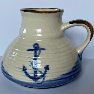 No Spill Coffee Mug Sailboat Pottery Anti Skid Bottom Non Spill Cup Hand Made